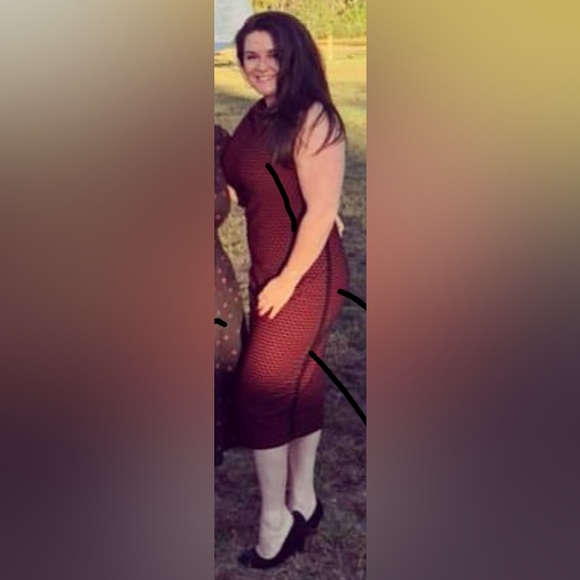 🖤♥️Max Studio S.P. Black and Red Midi Dress/Size Large - Picture 3 of 6